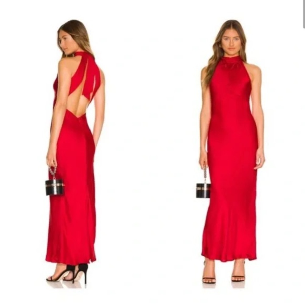 Bardot Amalfi Maxi Slip Dress in Red